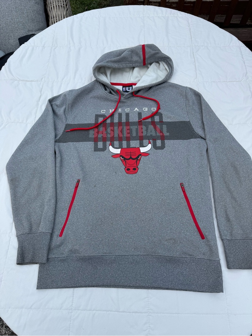 NBA Chicago Bulls Gray Hoodie with Red Accents